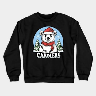 Polar bears, caroling, Christmas, snow, Arctic, holiday, festive, singing, scarves, adorable Crewneck Sweatshirt